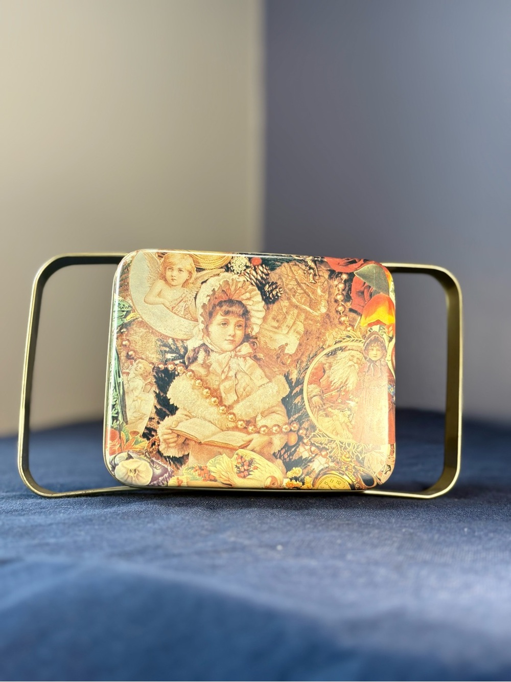 Vintage Floral Victorian Illustration Tin - Multicolor with Mini Doll